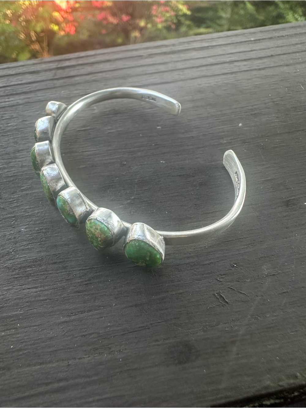 Navajo Tom Lewis Sonoran 7 Stone Sterling Silver Cuff Bracelet - Picture 3 of 5